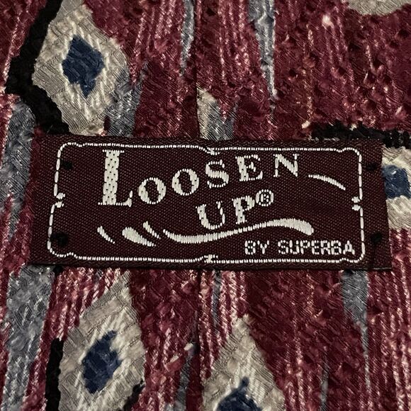 Vintage Loosen Up By Superba Burgundy 100% Italian Silk Made In USA - Picture 8 of 9